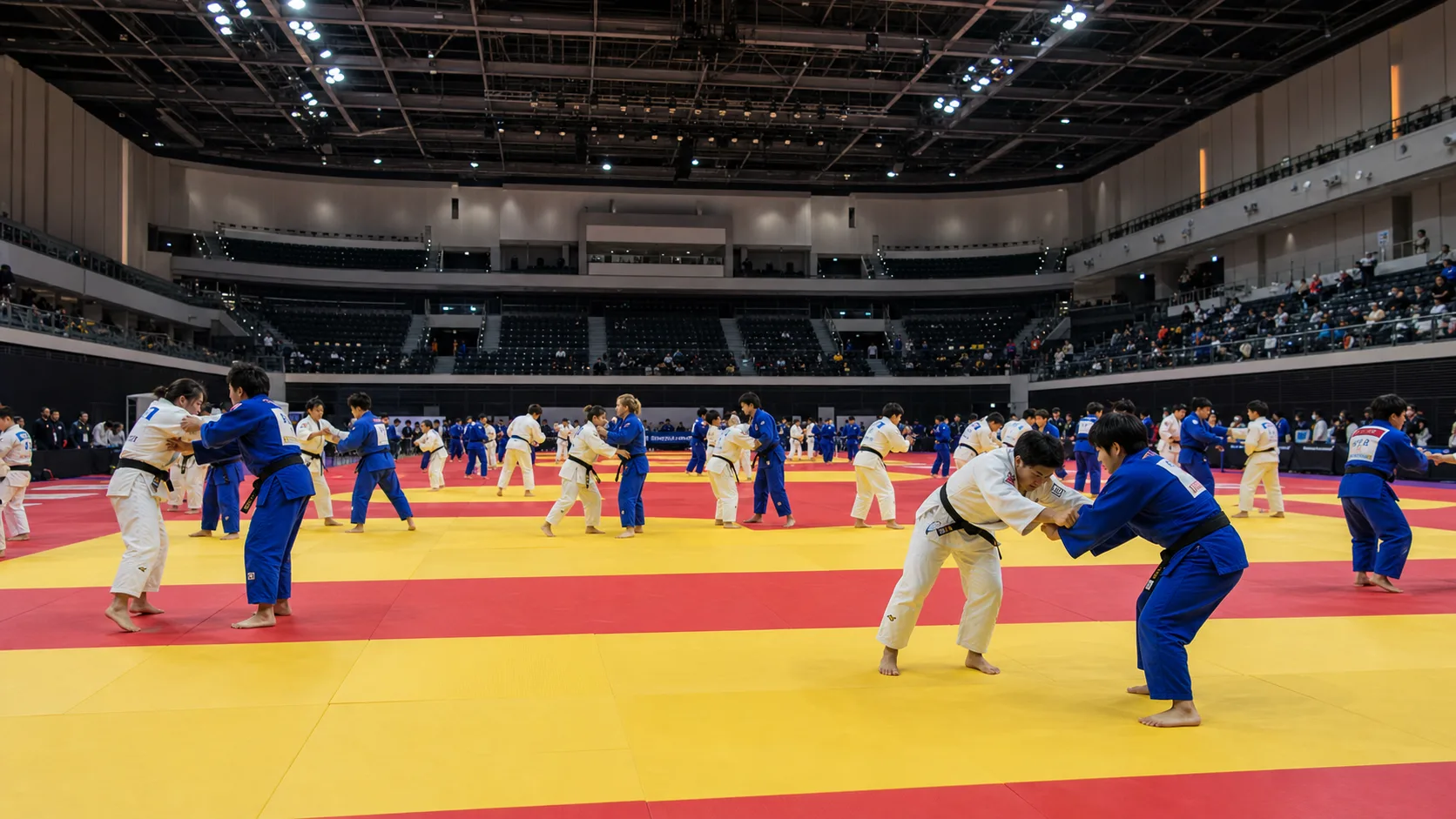 Editorial image for Asian Games judo in a modern Japanese sports arena