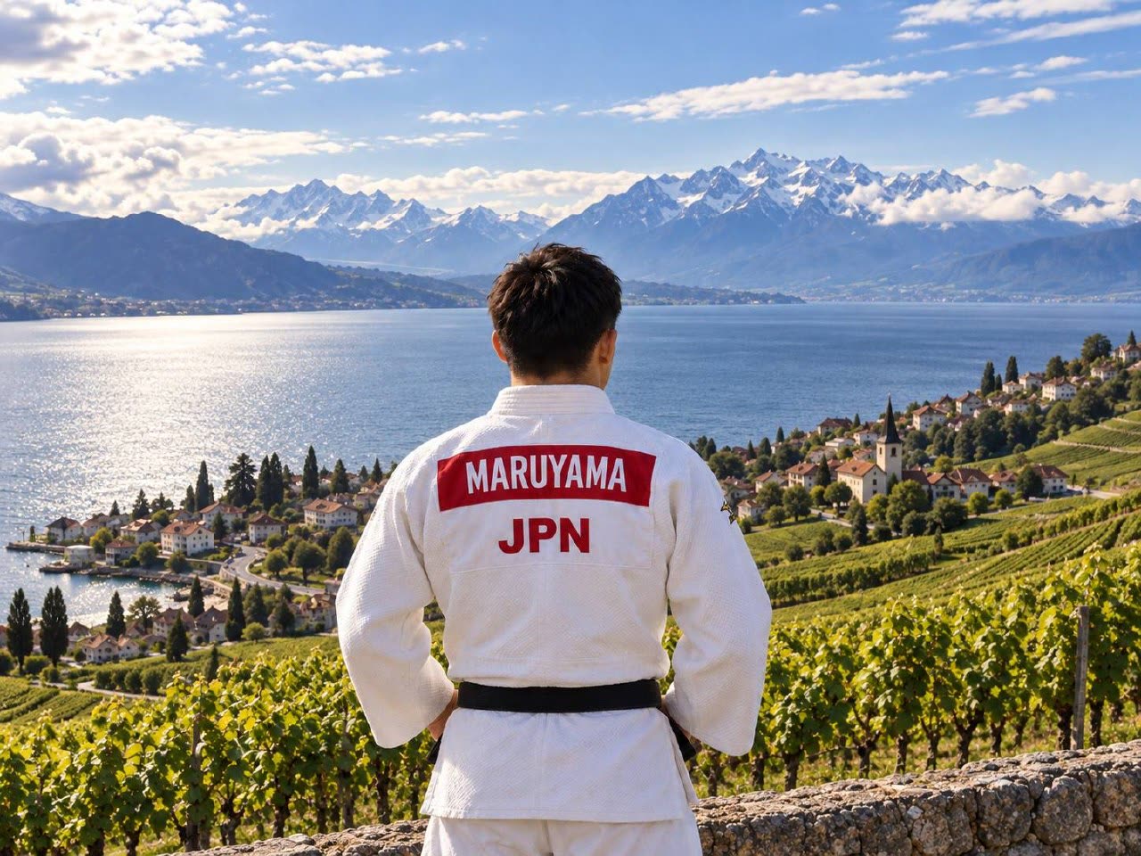 スイスのラヴォー葡萄畑からレマン湖とアルプスを望む丸山城志郎